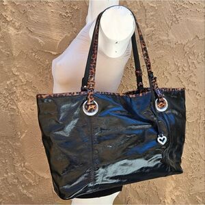 Brighton Patent Leather Leopard Print Tote Bag